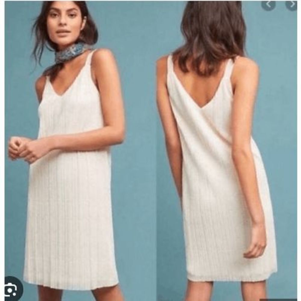 Meadow‎ Rue by Anthropologie Pleated Cream Dress, Size 0